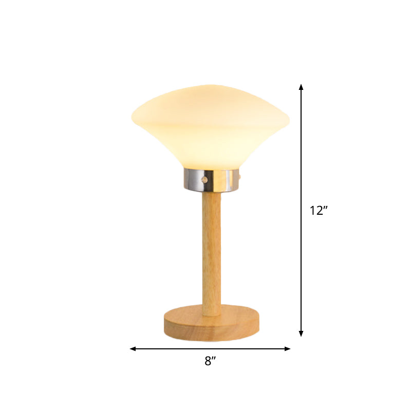 Avelena | Globe/Zylinder/Quadrat Nachttischlampe Modernist Frosted Glass 1 Licht Holz Nachttischlampe für Bettrande
