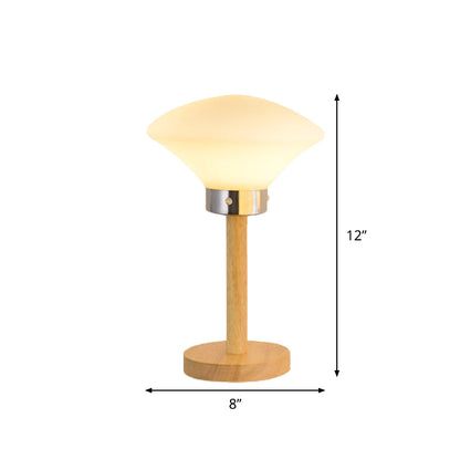 Avelena | Globe/Zylinder/Quadrat Nachttischlampe Modernist Frosted Glass 1 Licht Holz Nachttischlampe für Bettrande