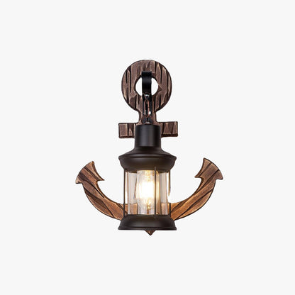 Avelena | Vintage Anker LED Wandleuchte - Industrie Metall & Holz für Esszimmer/Wohnzimmer