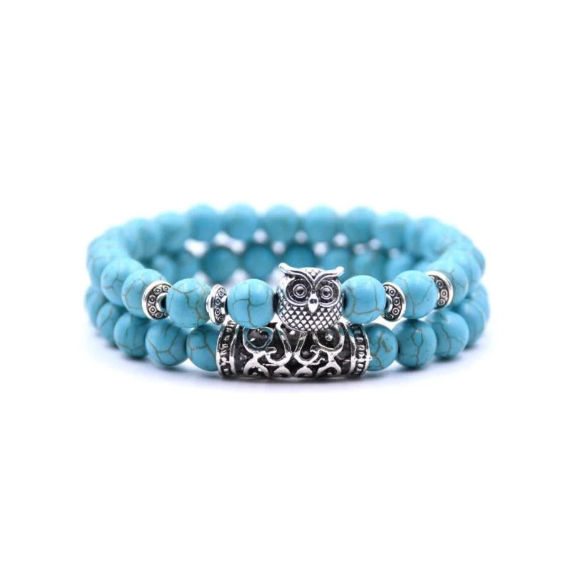 Avelena | Eule Charme Naturstein Armband