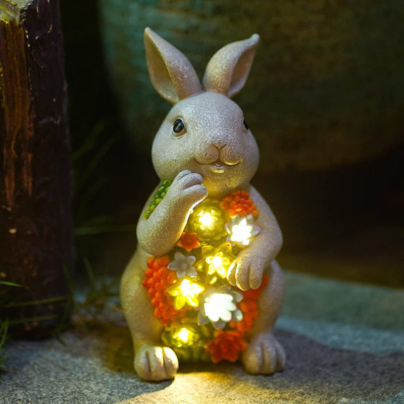 Avelena | Sonnenbeschienene Gartenstatue Mit Saftigen Pflanzen Und Led-Licht, Außen Garten Dekor