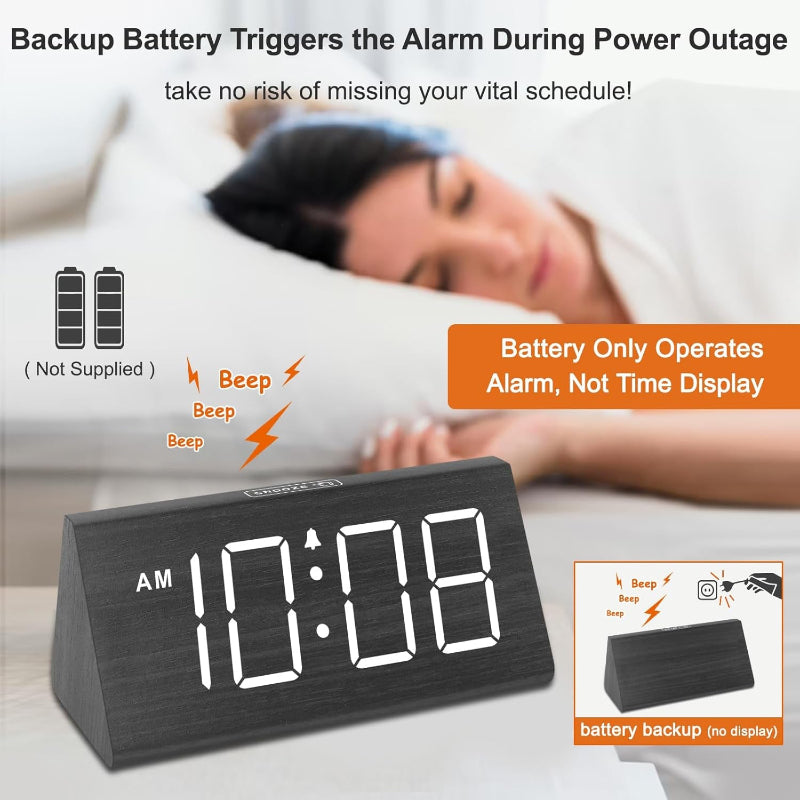 Avelena | Drei Digitale Wecker Mit Usb-Anschluss, Lauter Alarm, Dimmer Und Schlummerfunktion