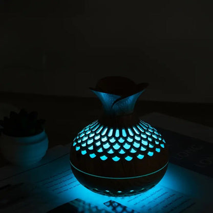 Avelena | Aromatherapie-luftbefeuchter Mit LED – Diffuser In Holzoptik & Nachtlicht