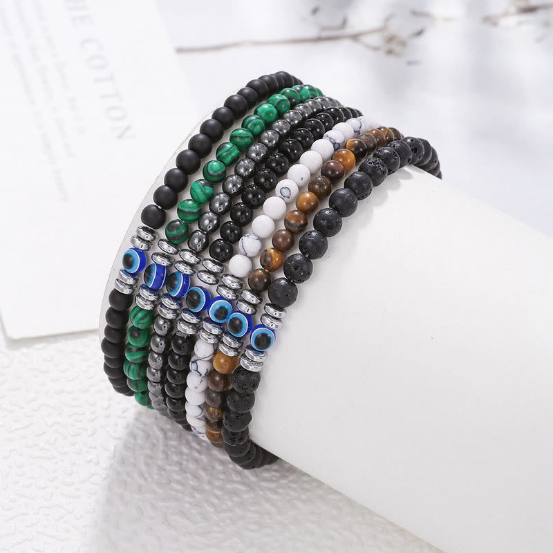 Avelena | Gemachte 4Mm Natürliche Steinarmband mit Bösem Blick Thor Edition für Männer