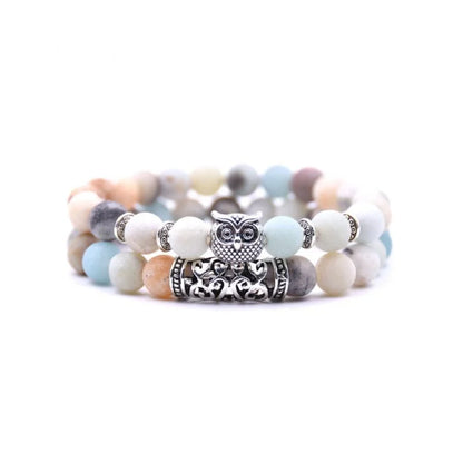 Avelena | Eule Charme Naturstein Armband
