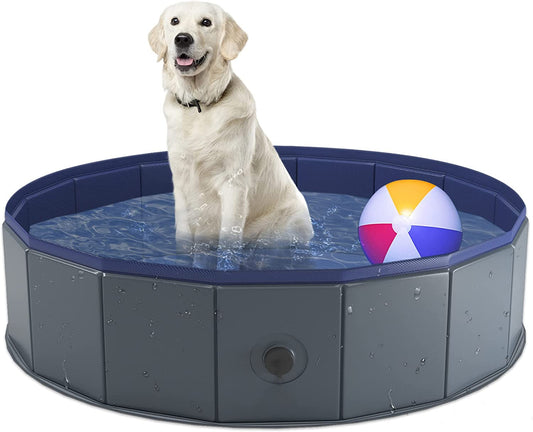 Avelena | Zusammenklappbares Hundepool, Zusammenfaltbarer Kunststoff Hundepool, Tragbare Badewanne Für Haustiere Hunde Und Katzen, Haustier Wasserpool Für Innen Und Außen, 32 X 8 Zoll