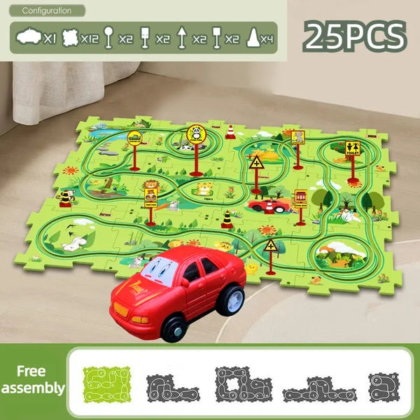 Avelena | Kinder Lern Puzzle Strecke Auto Spielset