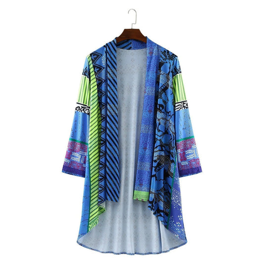 Levendige patchwork kimono jas voor vrouwen