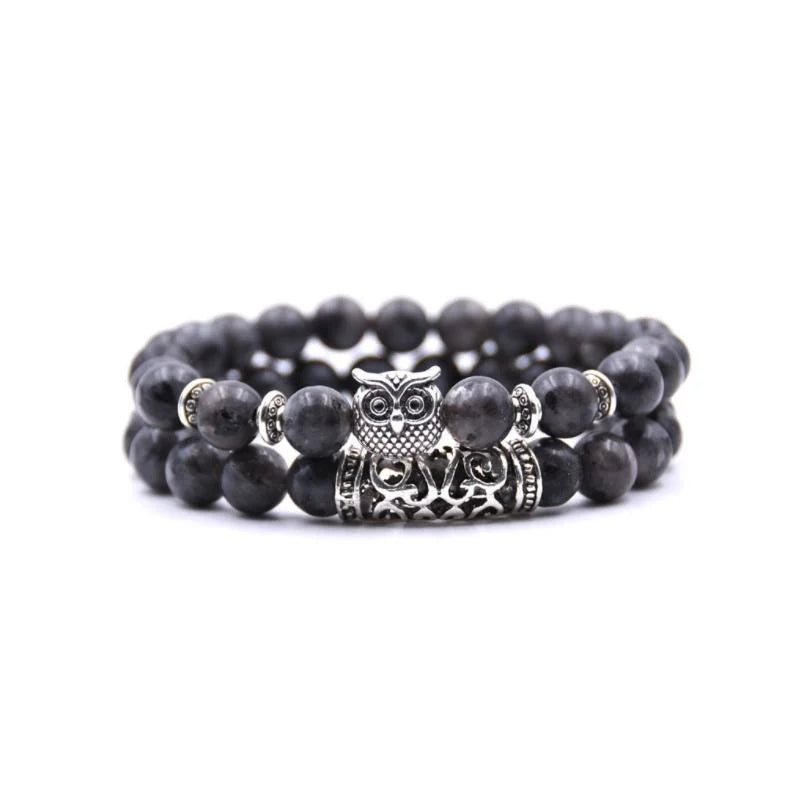 Avelena | Eule Charme Naturstein Armband