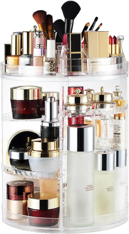 Avelena | 360° Drehender Make-Up-Spender, Verstellbare Kosmetische Aufbewahrung Mit 8 Schichten
