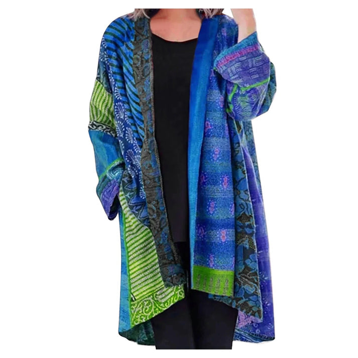 Levendige patchwork kimono jas voor vrouwen