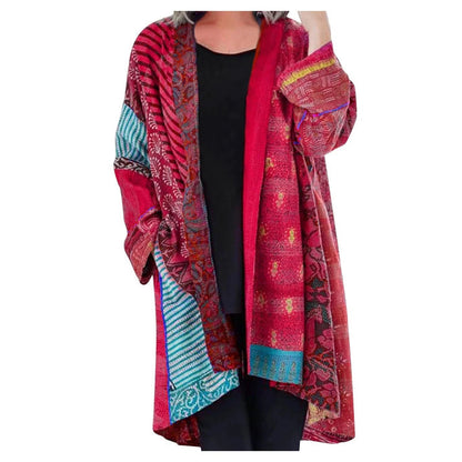 Levendige patchwork kimono jas voor vrouwen