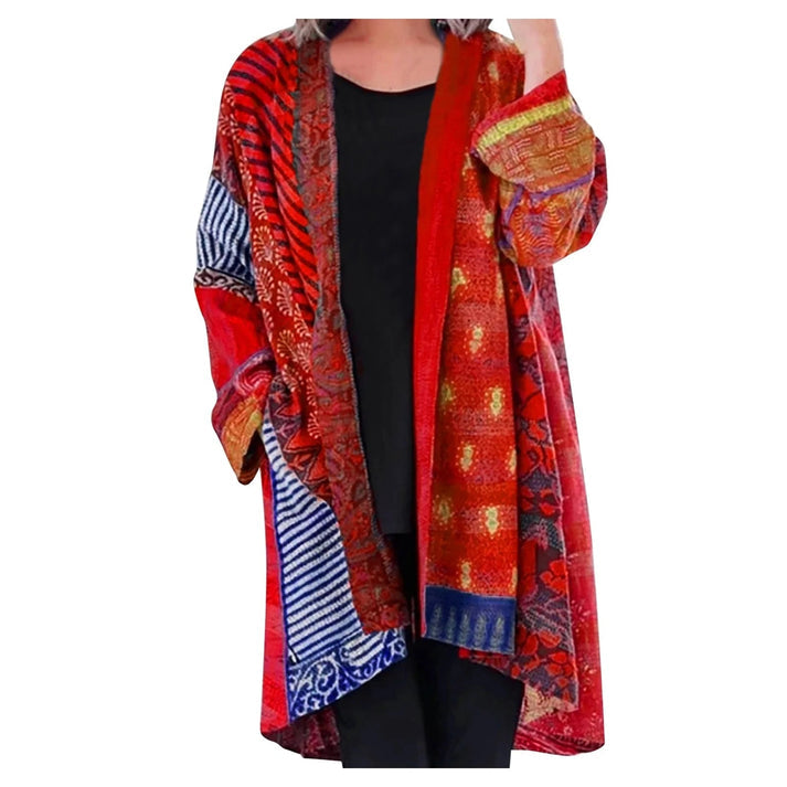 Levendige patchwork kimono jas voor vrouwen