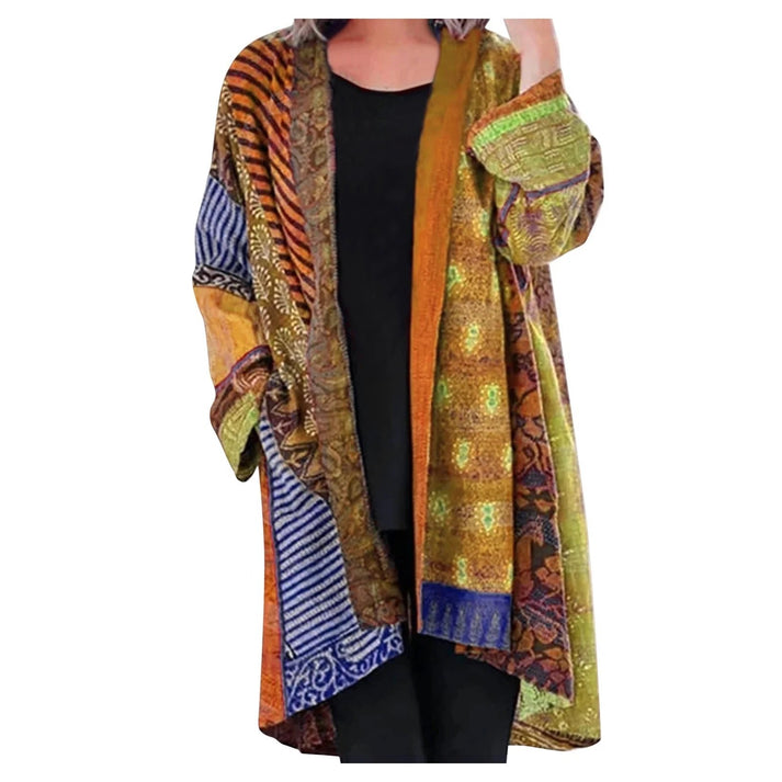 Levendige patchwork kimono jas voor vrouwen