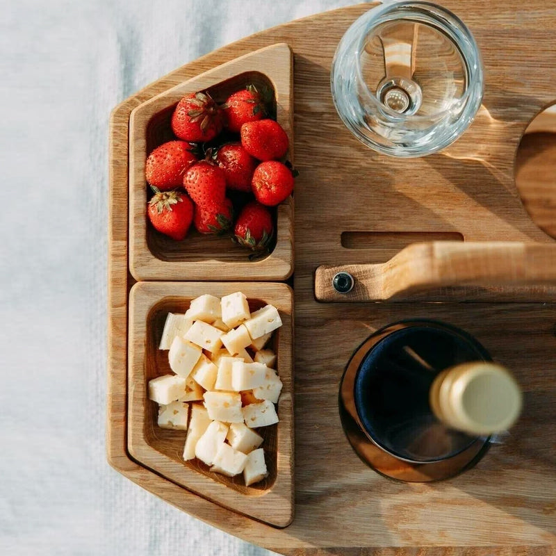 Avelena | Tragbarer Holz Picknick Wein Tisch