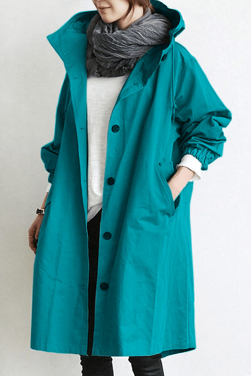 Waterdichte trenchcoat met capuchon voor vrouwen