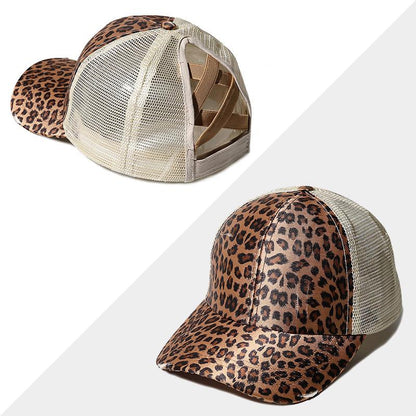 Avelena | Neue Mesh Cross Outout Pferdeschwanz Baseballcap
