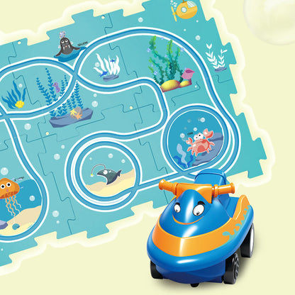 Avelena | Kinder Bildungs Puzzle Bahn Auto Spiel Set