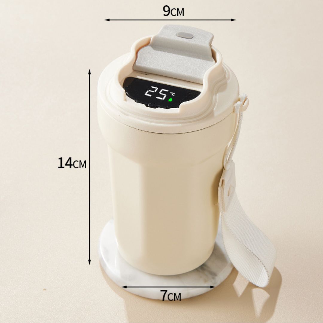 Avelena | Edelstahl  Kaffebecher mit LED Temperatur Anzeige 450 ML