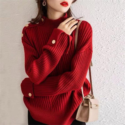 Avelena | Gemütlicher Rollkragenpullover mit Knopfakzenten