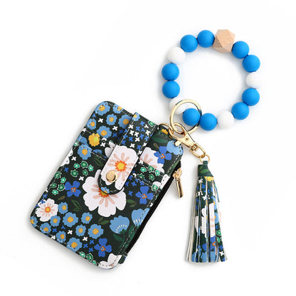 Avelena | Boho-Stil Perlen & Tassle Dekorierter Schlüsselanhänger mit Blumenmuster Geldbörse
