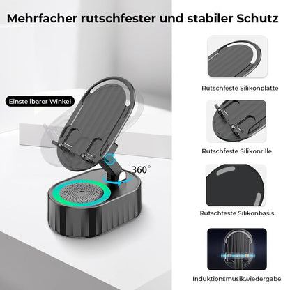 Avelena | Drahtloser Induktions-Audio-Bluetooth-Lautsprecher 5 in 1 Telefonhalterung