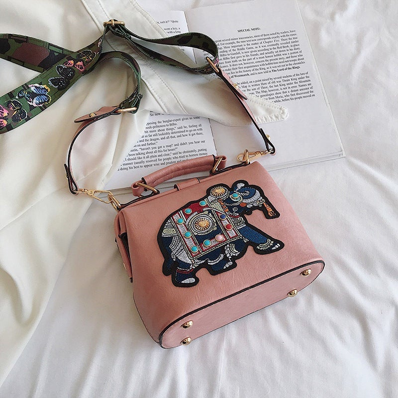 Avelena | Vintage Stickerei Elefant Tasche