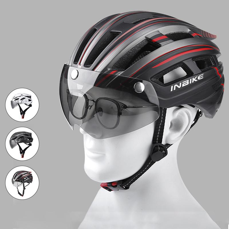 Avelena | Fahrradhelm mit Goggles Visier und Led-Rücklicht
