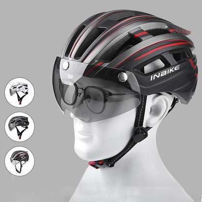 Avelena | Fahrradhelm mit Goggles Visier und Led-Rücklicht