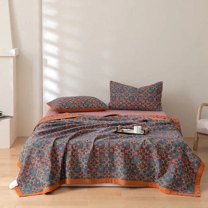 Avelena | & Blaues Muster Sechs-lagiges Baumwoll-Quilt - TerraLoom