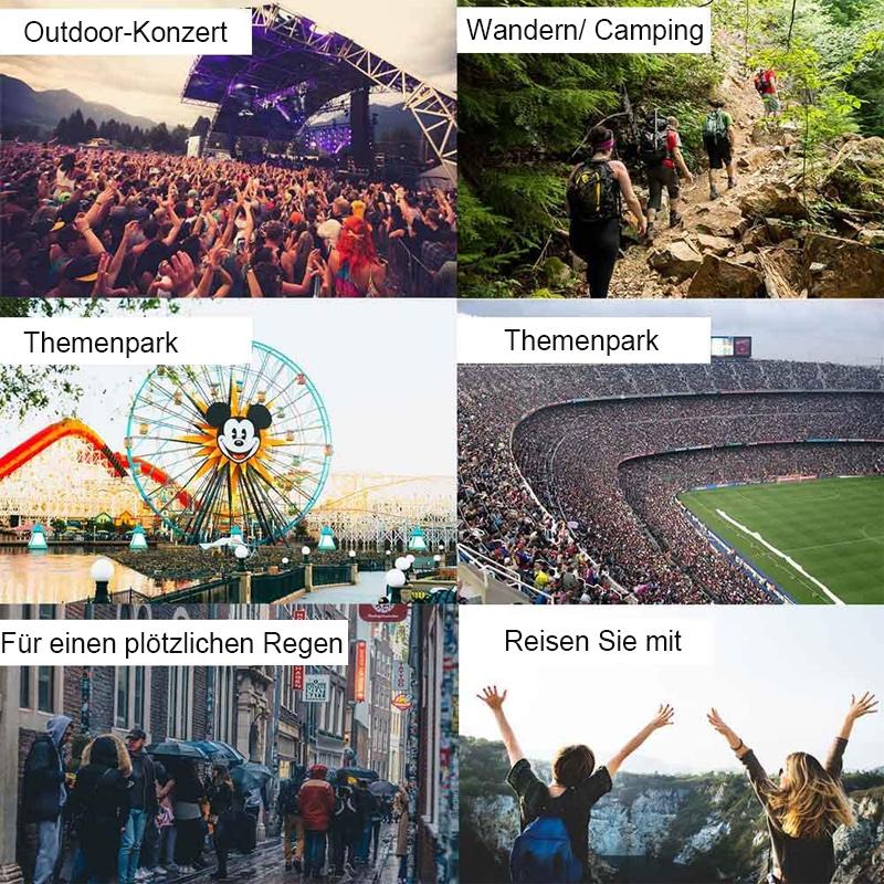 Avelena | Bunter Regenponcho mit tragbarem Hakenball