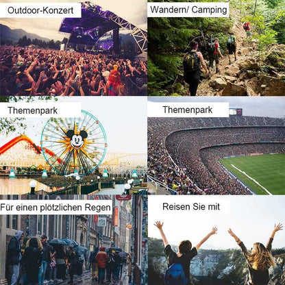 Avelena | Bunter Regenponcho mit tragbarem Hakenball