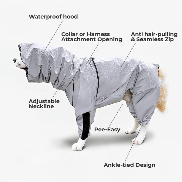 Avelena | Wasserdichter Hundemantel mit Beinen – Reflektierende Hunderegenjacke für kleine und große Rassen | Bester Regenmantel für Hunde UK