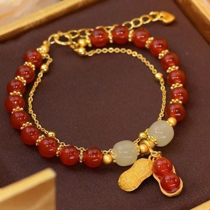 Avelena | Doppelkette Natur Jade Armband