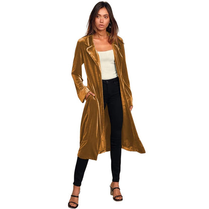 Avelena | Luxus Extra Lange Samtjacke mit Tasche