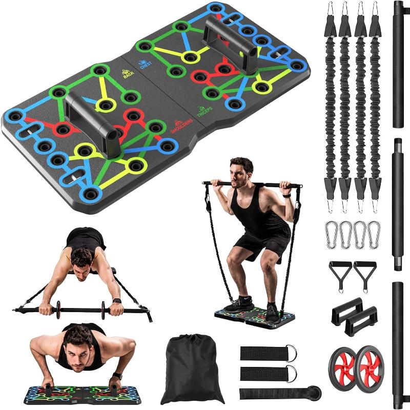 Avelena | 10-In-1 Tragbarer Push Up Tisch Mit Klappbaren Push Up Stangen Für Krafttraining