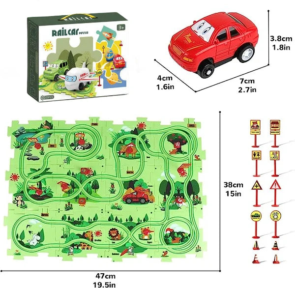 Avelena | Kinder Lern Puzzle Strecke Auto Spielset