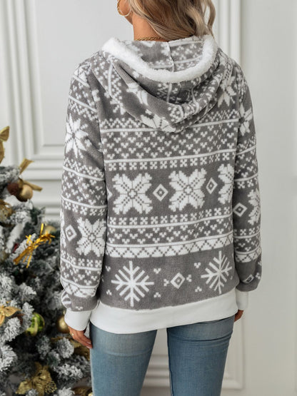 Avelena | Kapuzenjacke mit Reißverschluss, Schneeflocken und Kordelzug