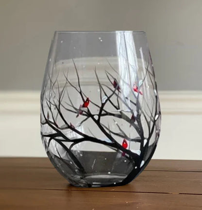 Avelena | Vier Jahreszeiten Baum Weingläser - Hand gemalt Kunst