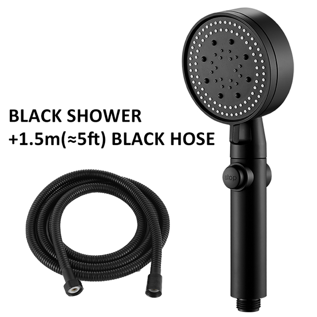 Avelena | Kopf Wasser sparen Schwarz 5 Modus einstellbar Hochdruck Avelena | Ein-Knopf-Stop Wasser Massage Eco Avelena | Badezimmer Zubehör