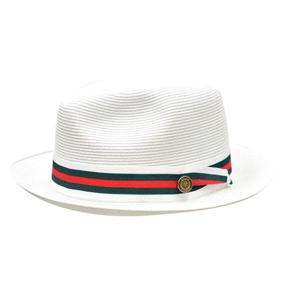 Avelena | Unisex Fedora Hut | Handgefertigt im Pinch Front Stil | Natürliches Poly-Braid mit Ripsband