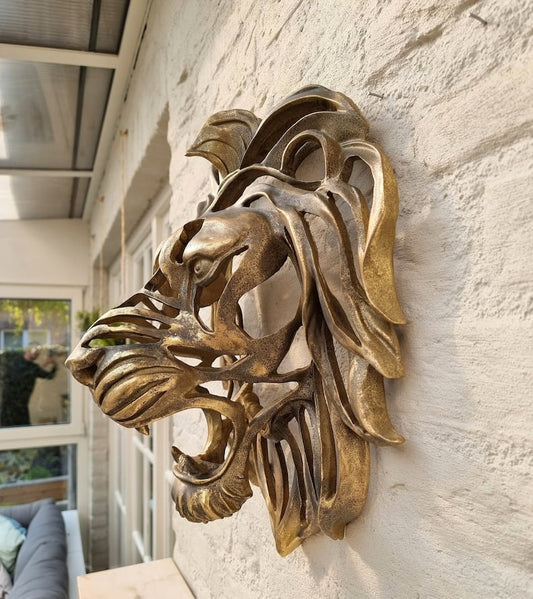 Avelena | Seltene Funde-Große Löwenkopf Wandmontierte Kunstskulptur