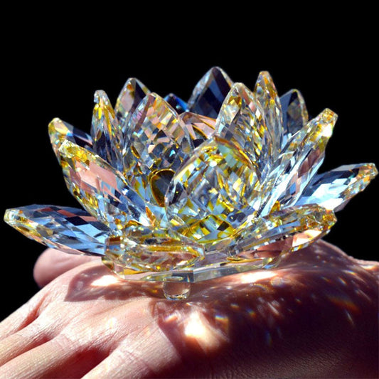 Avelena | 80Mm Quarz Kristalle Lotusblume Handwerk Glas Fengshui Ornamente Heilende Kristalle Zuhause Party Wicca Dekor Yoga Geschenke Souvenir