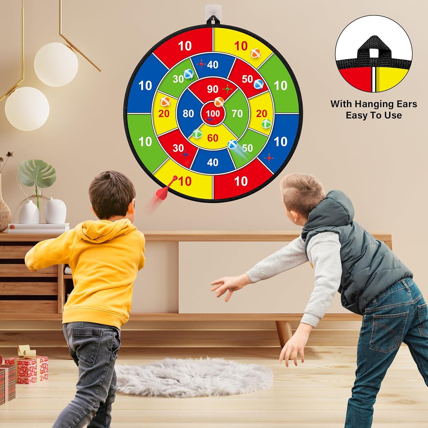 Avelena | Großes doppelseitiges Dartboard für Kinder – Spielen, Lernen und Entspannen