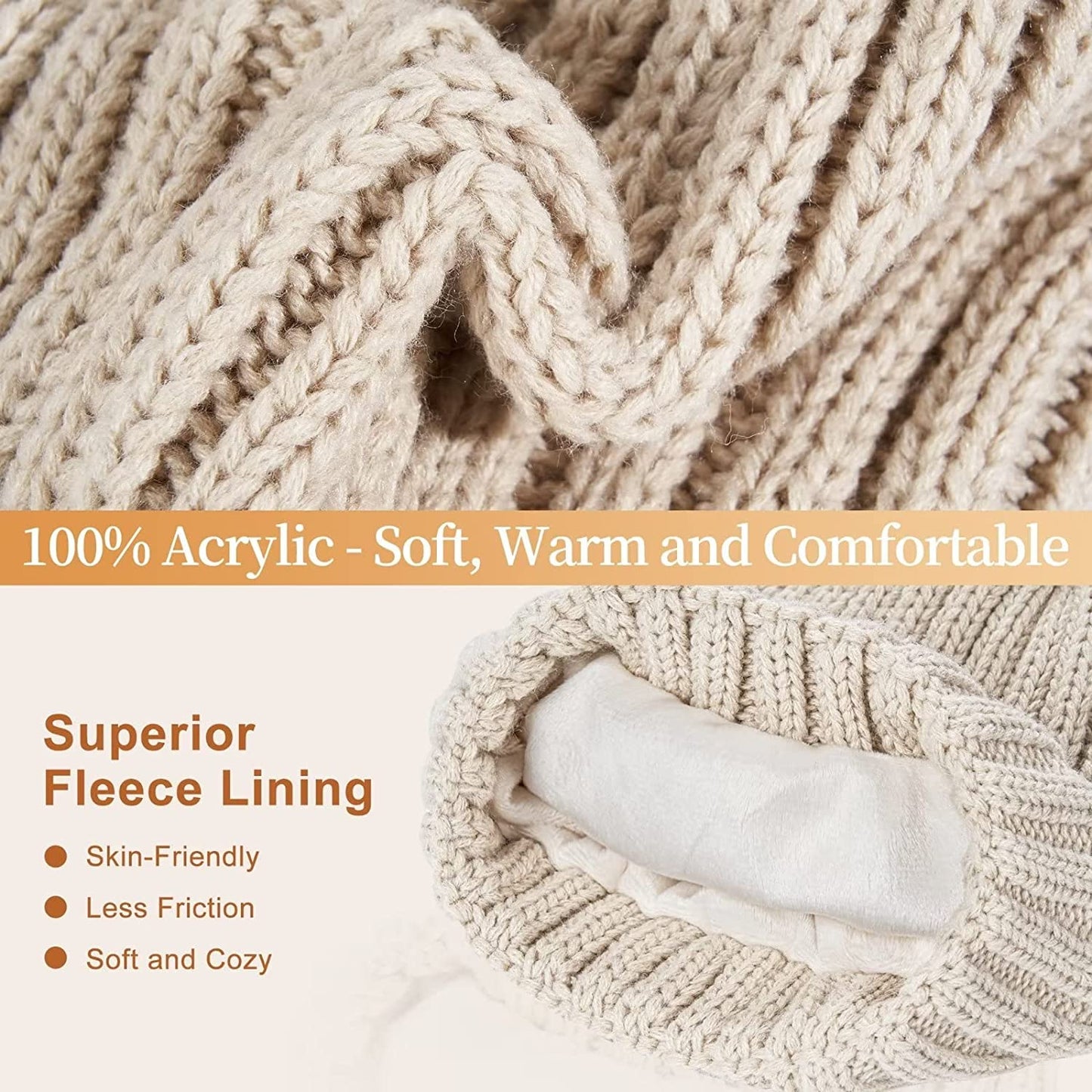 Avelena | Damen Mütze mit Pom Pom Lange Schal Nackenwärmer Touchscreen-Handschuhe 3 In 1 Set