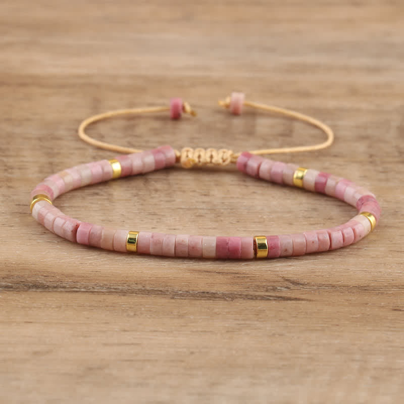 Avelena | Geflochtenes Armband mit 2,4 Mm Natursteinrollen Seraphina