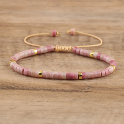 Avelena | Geflochtenes Armband mit 2,4 Mm Natursteinrollen Seraphina