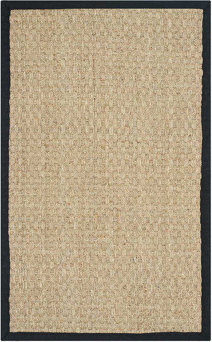 Avelena | Safavieh Naturfaser-Kollektion NF114J Border Korbgewebe Seegras Teppich, 4' x 4' Quadrat, Elfenbein