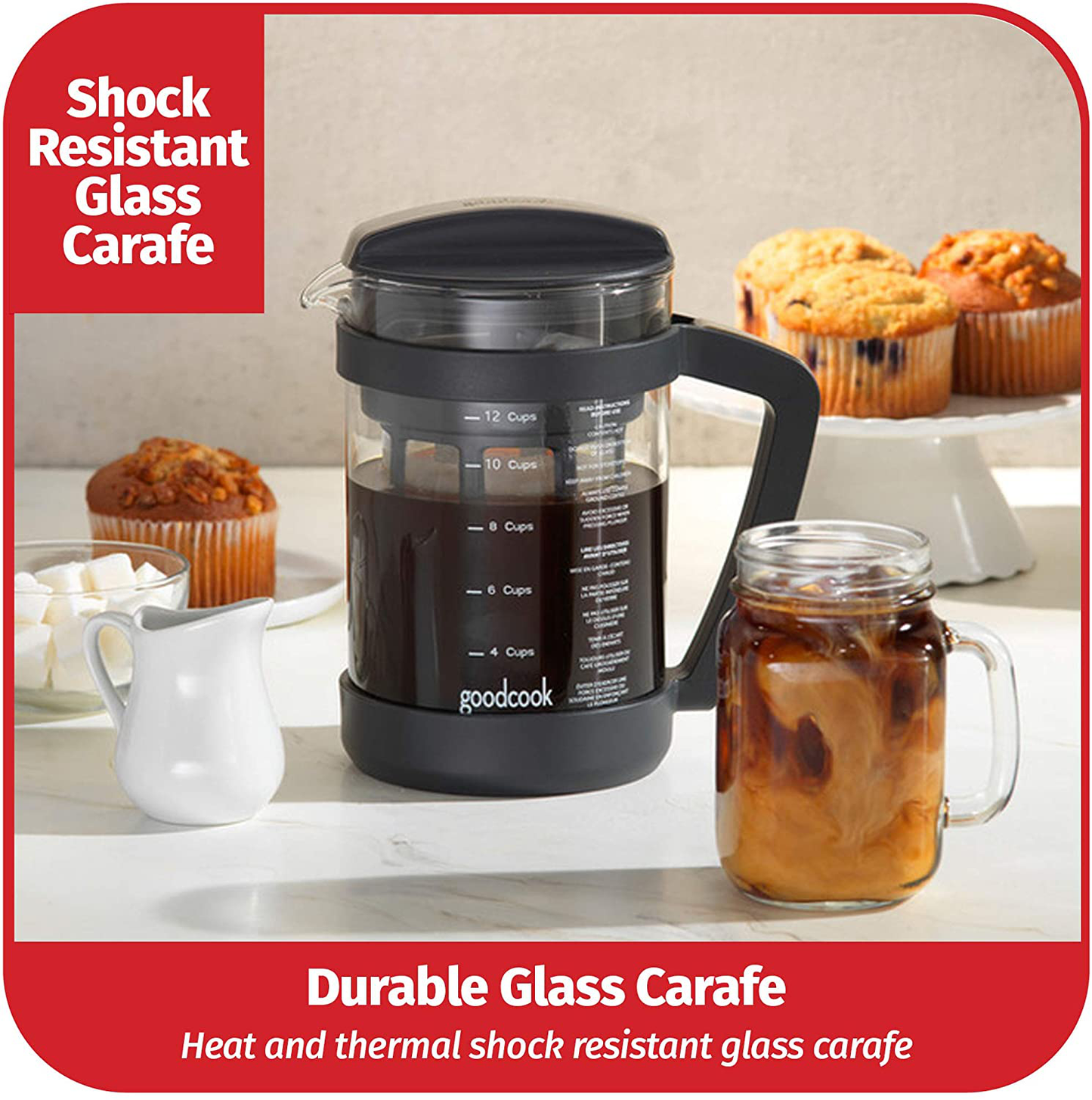 Avelena | Goodcook Koffe 1.5L Glas Cold Brew Coffee Maker Mit Bpa-Freiem Kunststoffrahmen