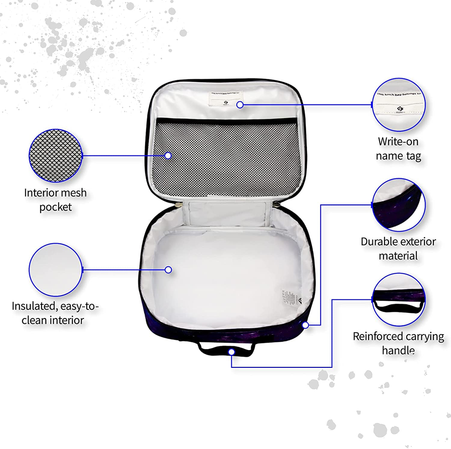 Avelena | Fenrici Shark Kinder-Mahlzeitenbox Für Jungen, Mädchen - Isolierte Lunch-Tasche, Weiche Trennwände, Geräumig, Bpa-Frei, Lebensmittelsicher, 27,4 Cm X 23,4 Cm X 9,7 Cm (Blauer Hai)